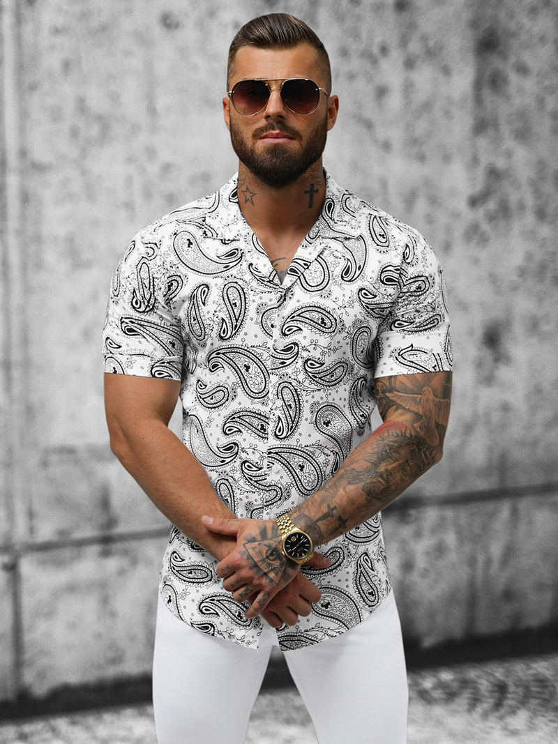 Koszula męska z krótkim rękawem biała OZONEE E/1400/621