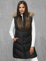 Стьобаний жіночий жилет чорний OZONEE JS/M787/392