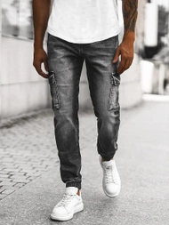 Spodnie jeansowe joggery męskie czarne OZONEE NB/MP0131N