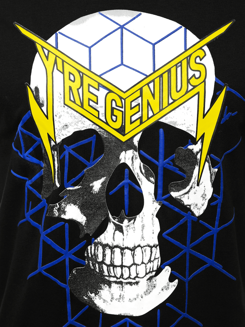 T-Shirt męski z nadrukiem czarny OZONEE JS/Y70002Z