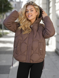 Kurtka zimowa damska pikowana czekoladowa OZONEE JS/5M3336/158
