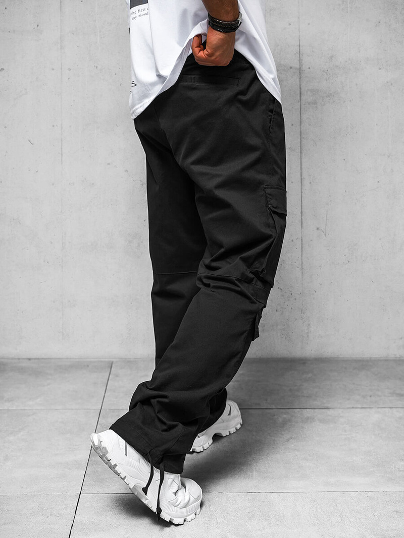 Spodnie męskie cargo wide leg czarne OZONEE O/G3019Z