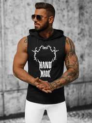 Koszulka bez rękawów męska z kapturem czarna OZONEE NB/MT3024