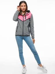 Kurtka softshell damska z kapturem szara OZONEE JS/KSW6006