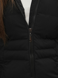 Kurtka zimowa damska z futerkiem czarna OZONEE JS/M9061/392