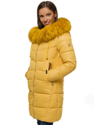 Kurtka zimowa damska parka z futerkiem jasno-camelowa OZONEE O/SW028/46