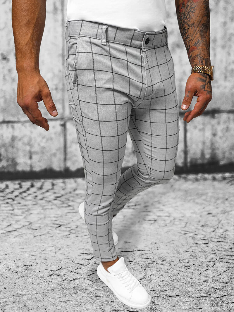 Spodnie męskie chino materiałowe szare OZONEE O/2000