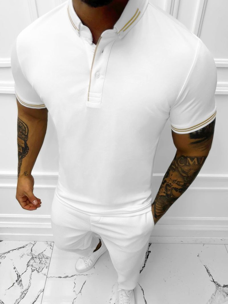 Koszulka polo męska biała OZONEE E/1040/1