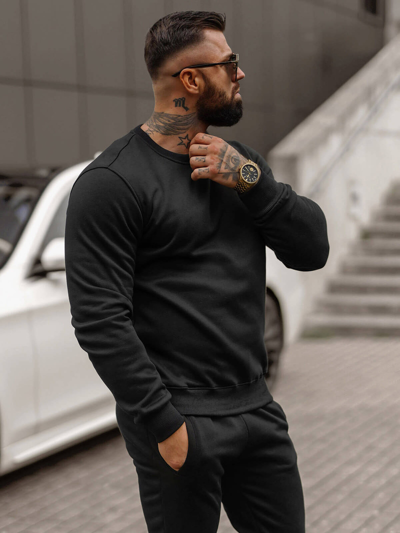 Komplet dresowy męski czarny OZONEE JS/68C10380/3Z