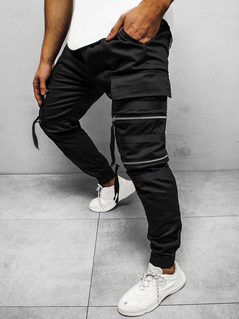 Spodnie męskie chino joggery czarne OZONEE G/11146Z