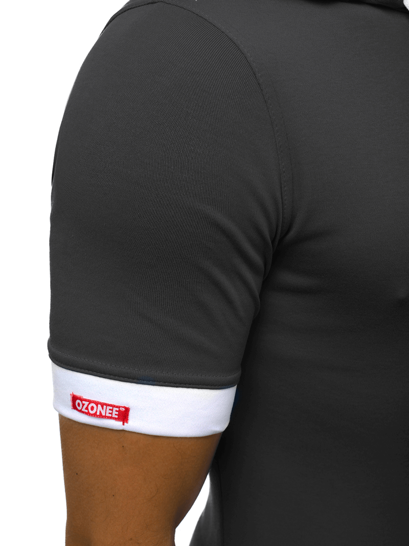 T-Shirt z kapturem męski grafitowy OZONEE O/1273Z