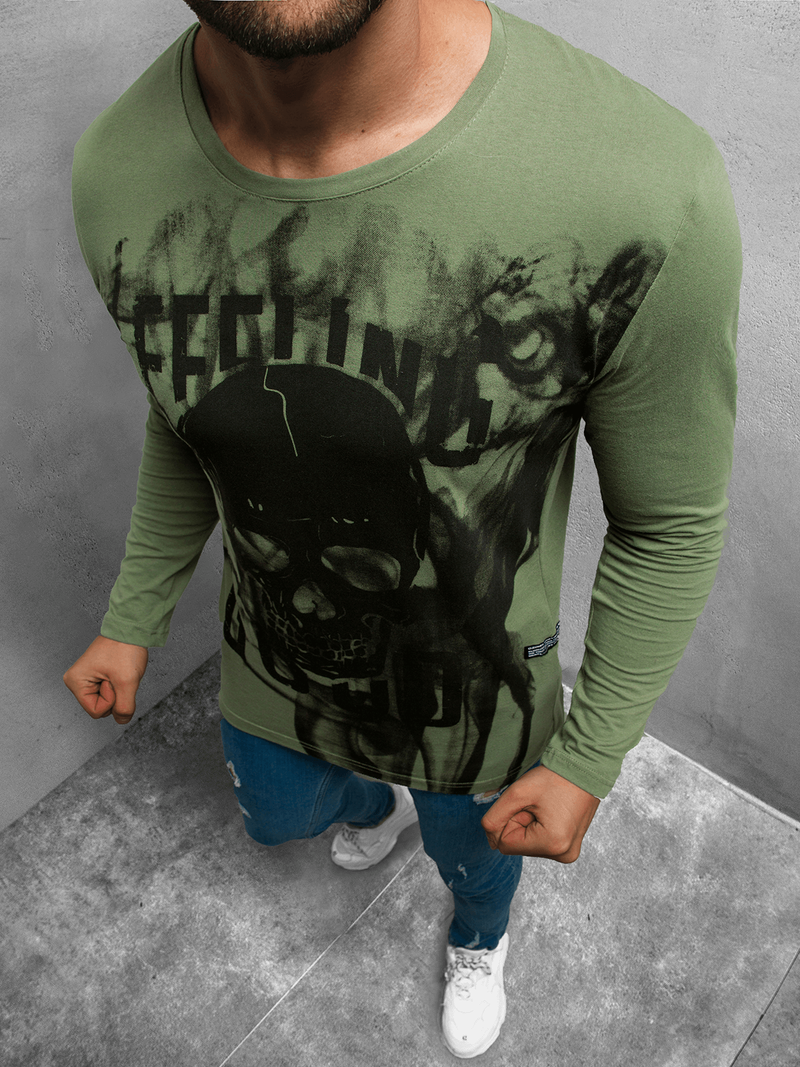 Longsleeve męski khaki OZONEE O/1291