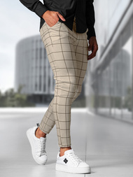 Spodnie męskie chino materiałowe beżowe OZONEE O/P4009Z