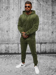 Komplet dresowy męski welurowy khaki OZONEE JS/8C1169/29