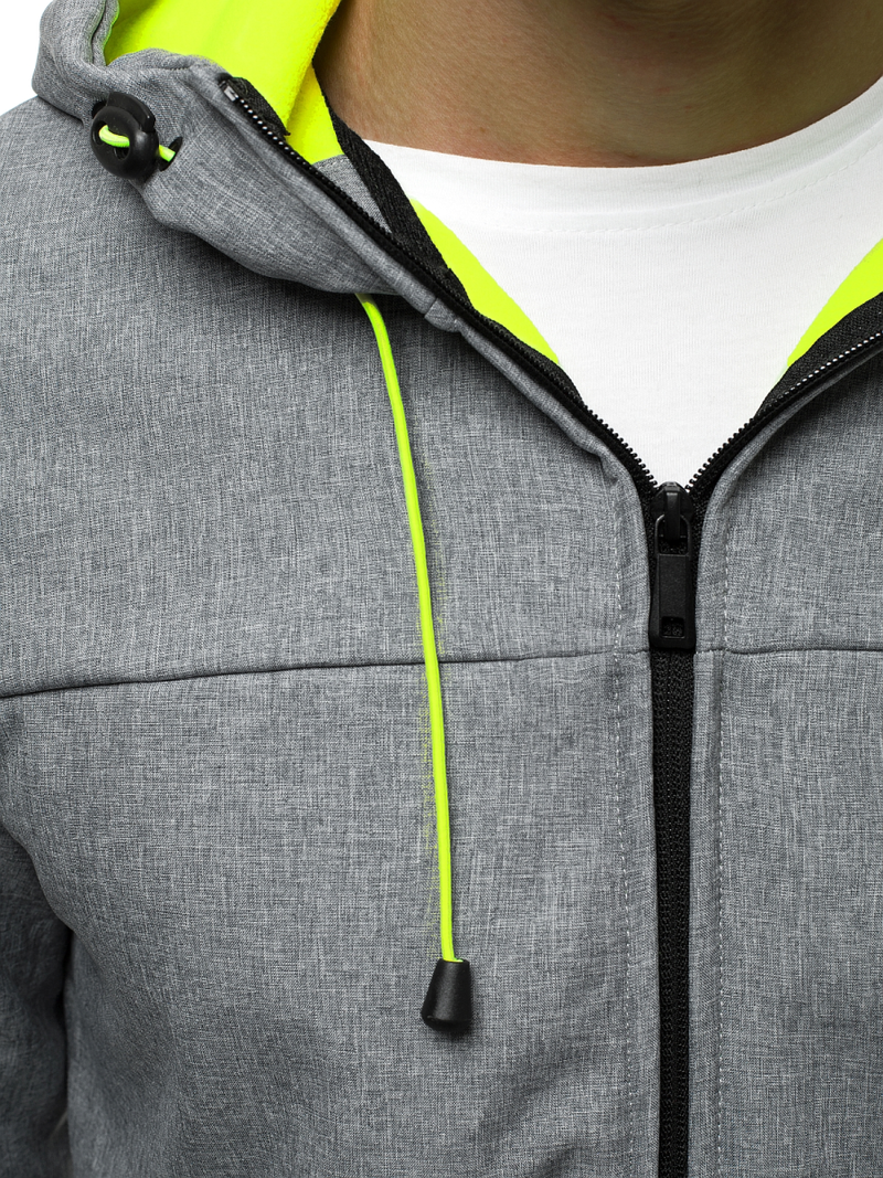 Kurtka softshell męska z kapturem szara OZONEE JS/KS2196