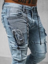 Spodnie jeansowe męskie joggery niebieskie OZONEE O/E9920