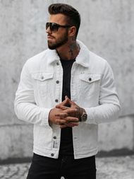 Kurtka męska jeansowa sherpa biała OZONEE NB/MJ541Z