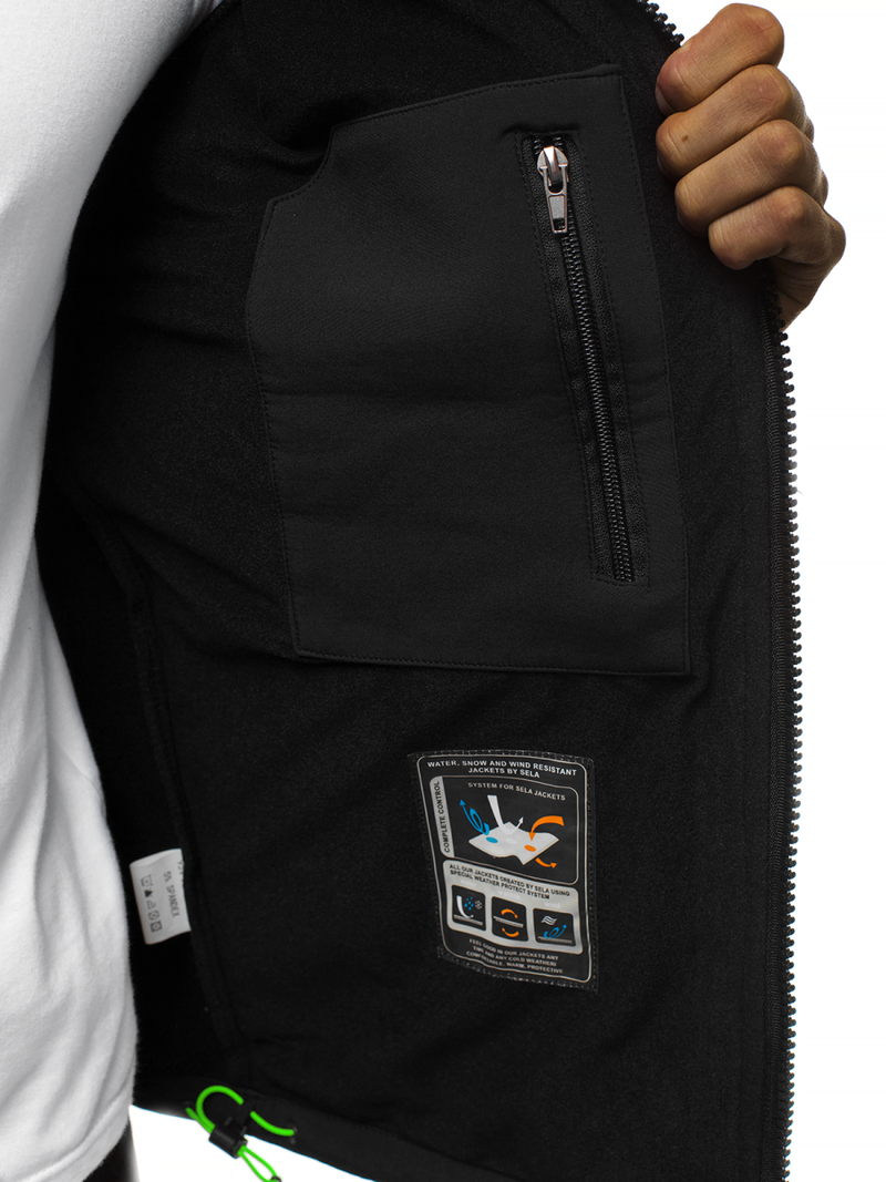 Kurtka męska softshell czarno-zielona OZONEE GE/12259