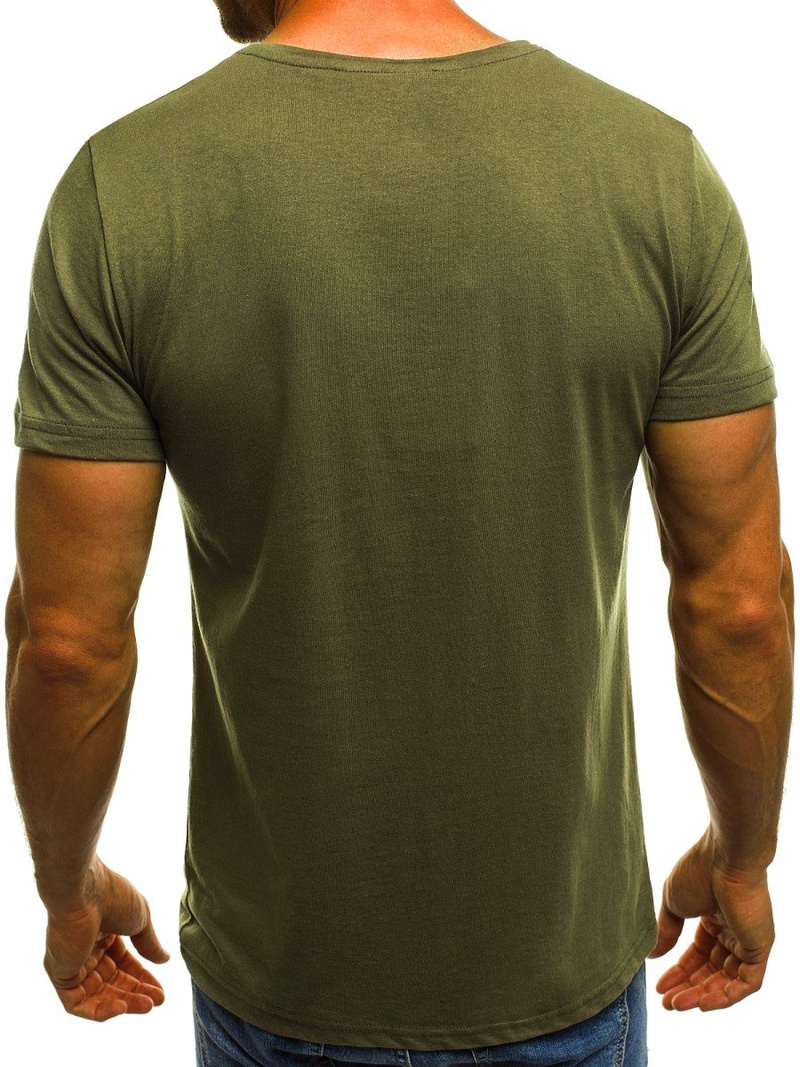 T-Shirt męski z nadrukiem khaki OZONEE O/1172