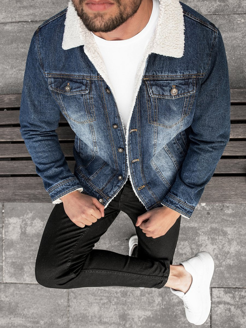 Kurtka męska jeans niebieska OZONEE JB/JP1155Z