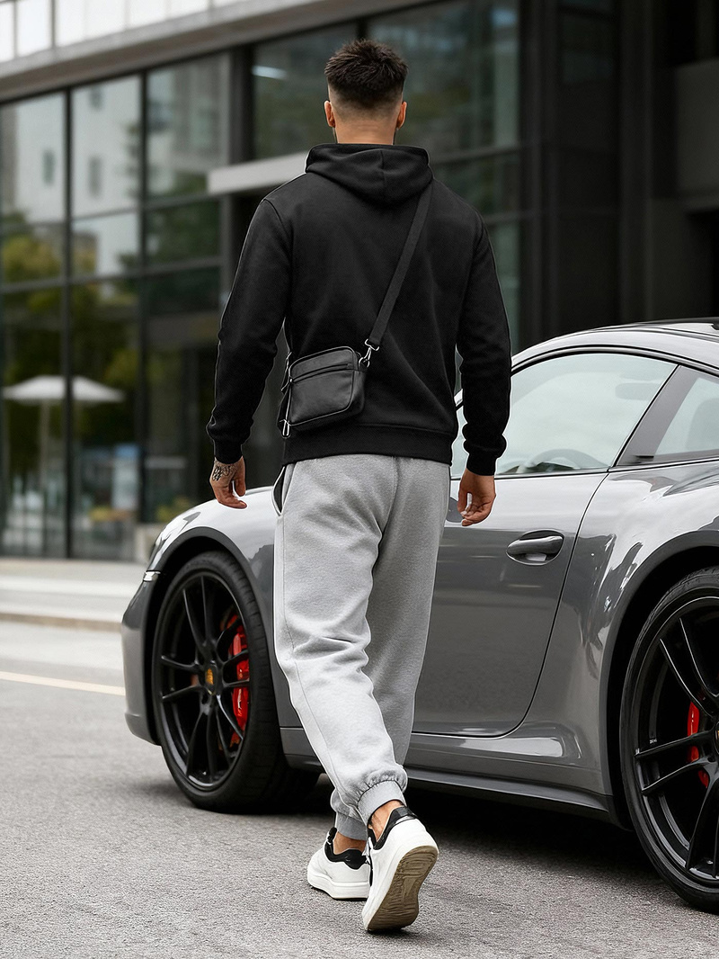 Bluza z kapturem męska czarna OZONEE JS/8B1973/3