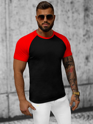 T-shirt męski czarno-czerwony OZONEE JS/8T82/10Z