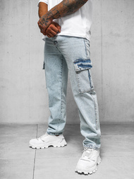 Spodnie jeansowe męskie wide leg jasno-niebieskie OZONEE DO/4001