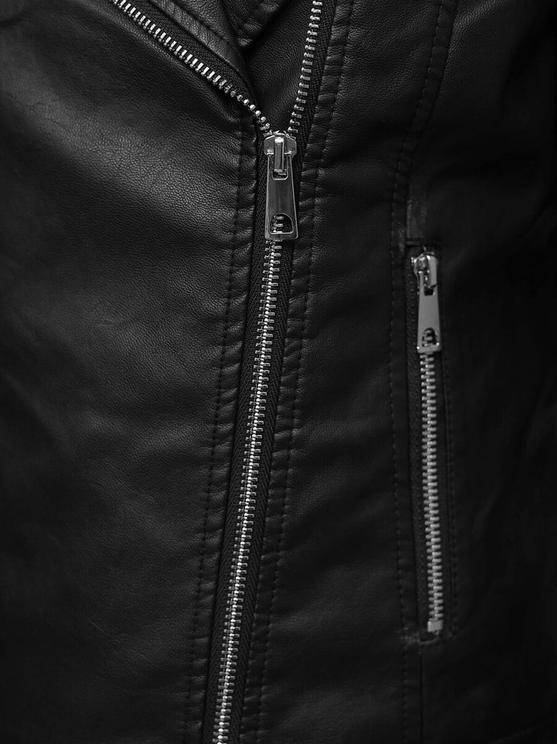 Жіноча шкіряна куртка Чорна OZONEE JS/11Z8097Z