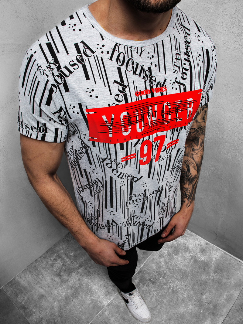 T-Shirt męski szary OZONEE JS/KS1993Z