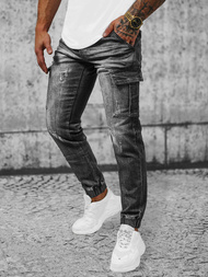 Spodnie jeansowe joggery męskie czarne OZONEE NB/MP0130N