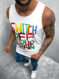 Koszulka bez rękawów męska biała OZONEE O/1257Z