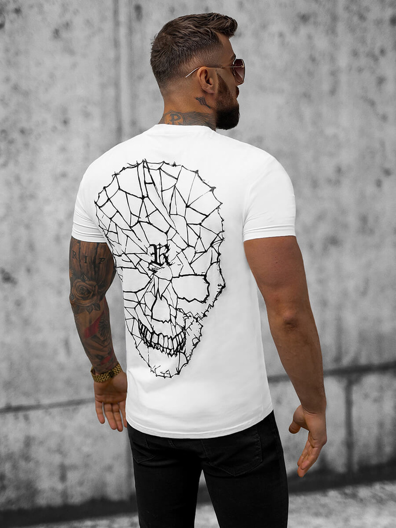 T-shirt męski slim fit biały OZONEE NB/MT3027