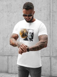 T-Shirt męski biały OZONEE O/BL2260Z