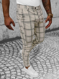 Spodnie męskie chino materiałowe beżowe OZONEE O/P4028