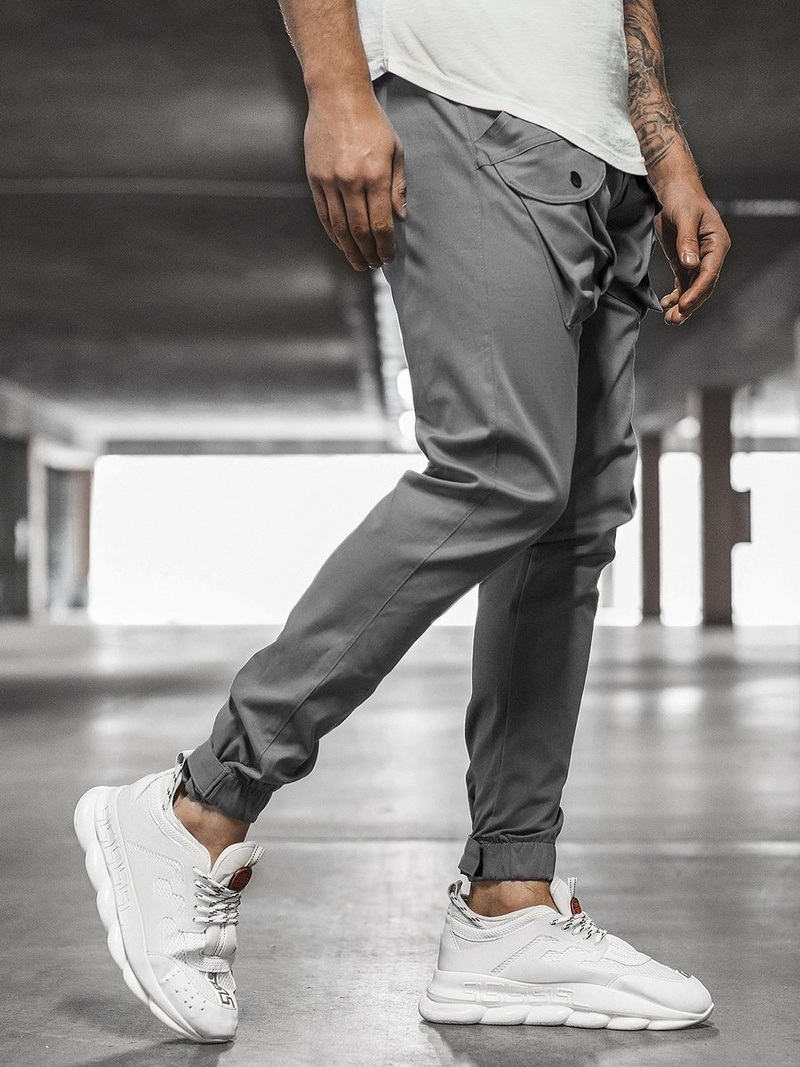 Spodnie męskie chino joggery szare OZONEE G/11144