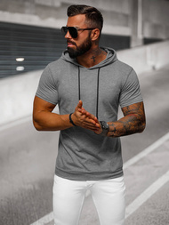 T-shirt męski z kapturem grafitowy OZONEE JS/8T955/5