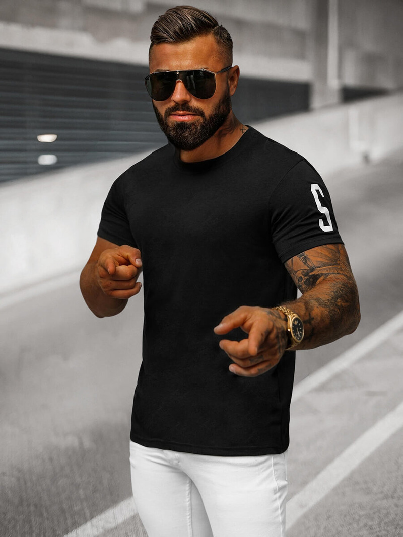 T-shirt męski czarny OZONEE O/8T1260/3