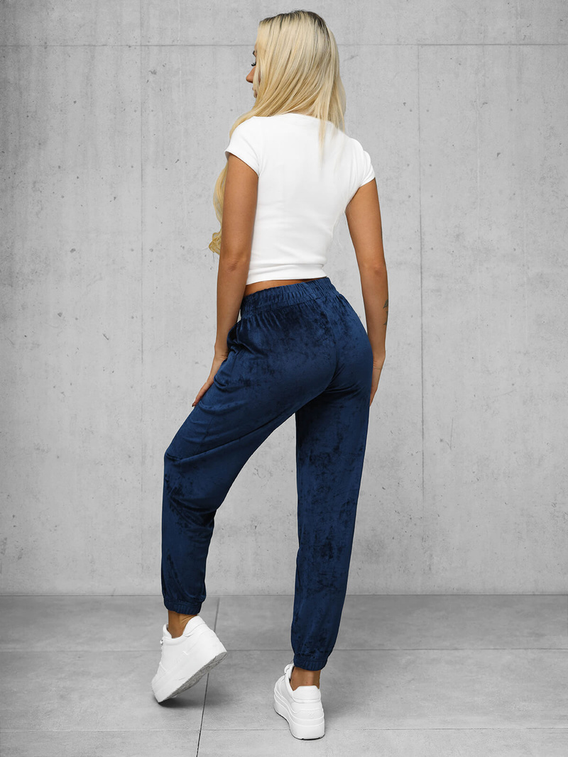 Spodnie dresowe damskie welurowe granatowe OZONEE JS/92K528/66