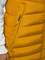 Kamizelka damska długa pikowana z kapturem camelowa OZONEE N/6811/4