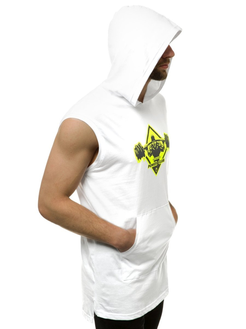 T-Shirt bez rękawów męski biały OZONEE MACH/M1213