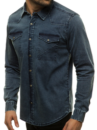 Koszula męska jeansowa granatowa OZONEE O/3444