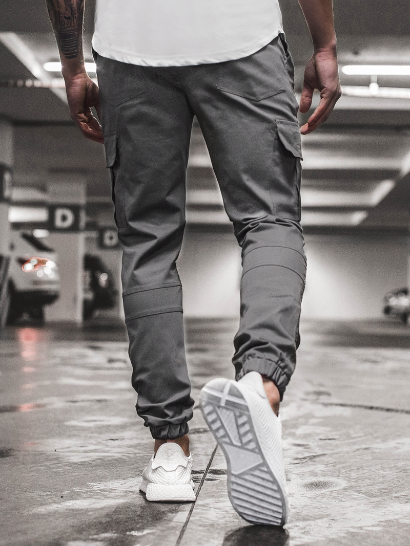 Spodnie męskie chino joggery grafitowe OZONEE ZAZ/191376