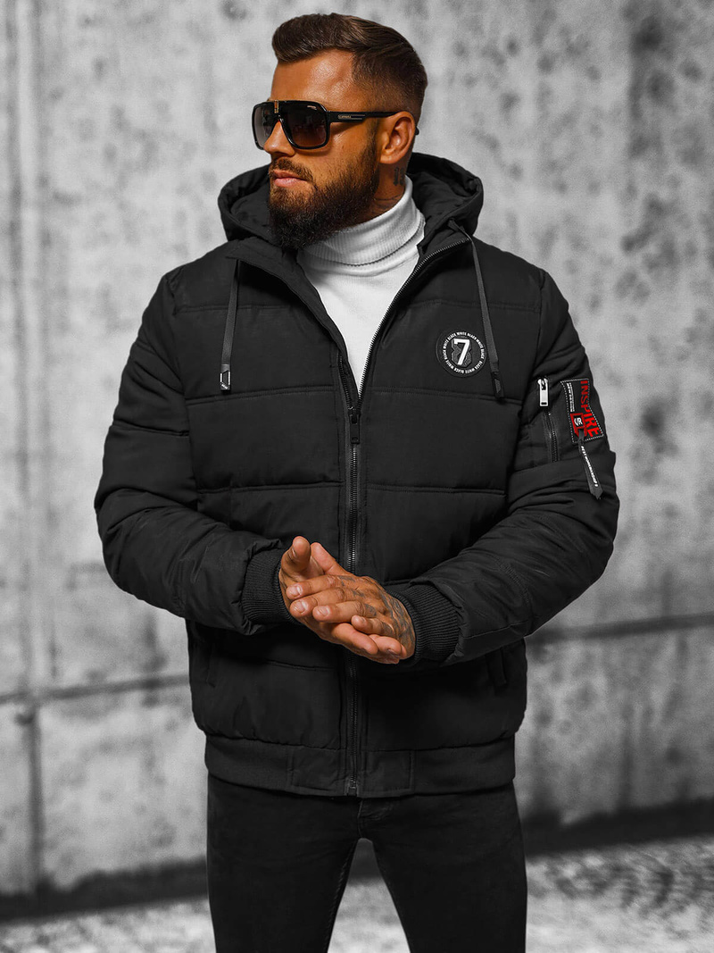 Kurtka zimowa męska pikowana czarna OZONEE JS/84M3030/392