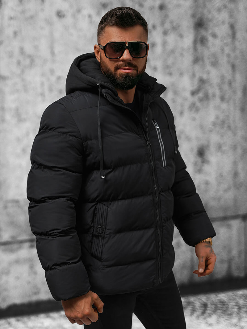 Kurtka zimowa męska pikowana czarna OZONEE JS/27M8112/392