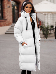 Kurtka zimowa damska długa pikowana biała OZONEE JS/5M3163/281Z