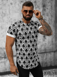 T-Shirt męski czarno-biały OZONEE O/P1048