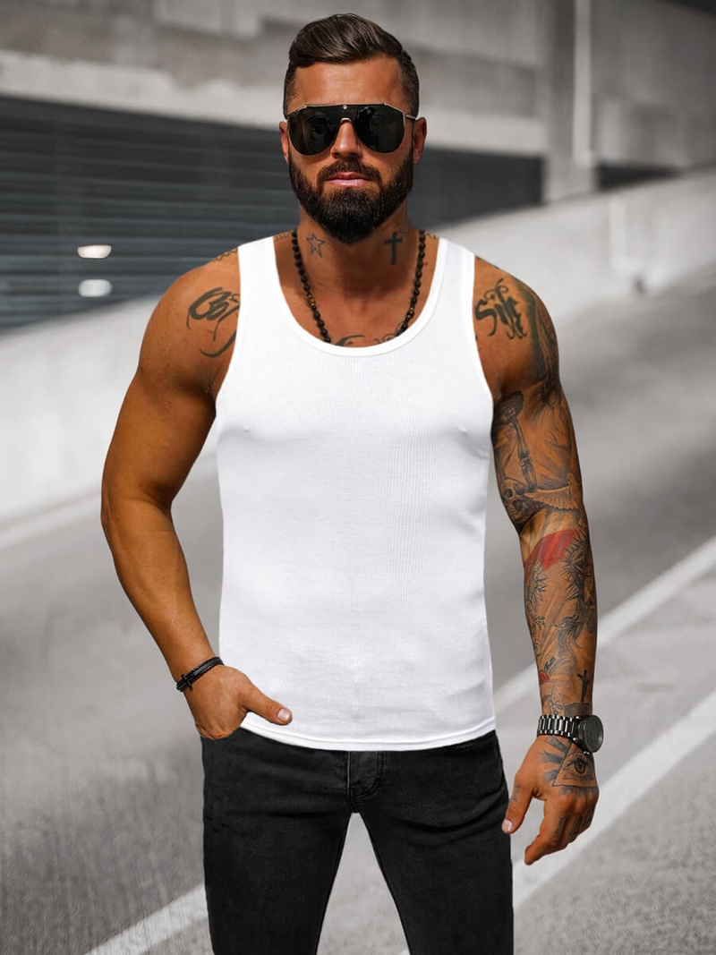 Koszulka bez rękawów męska biała OZONEE JS/NB002