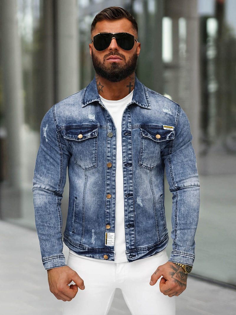 Чоловіча джинсова куртка cиня OZONEE NB/MJ529BS