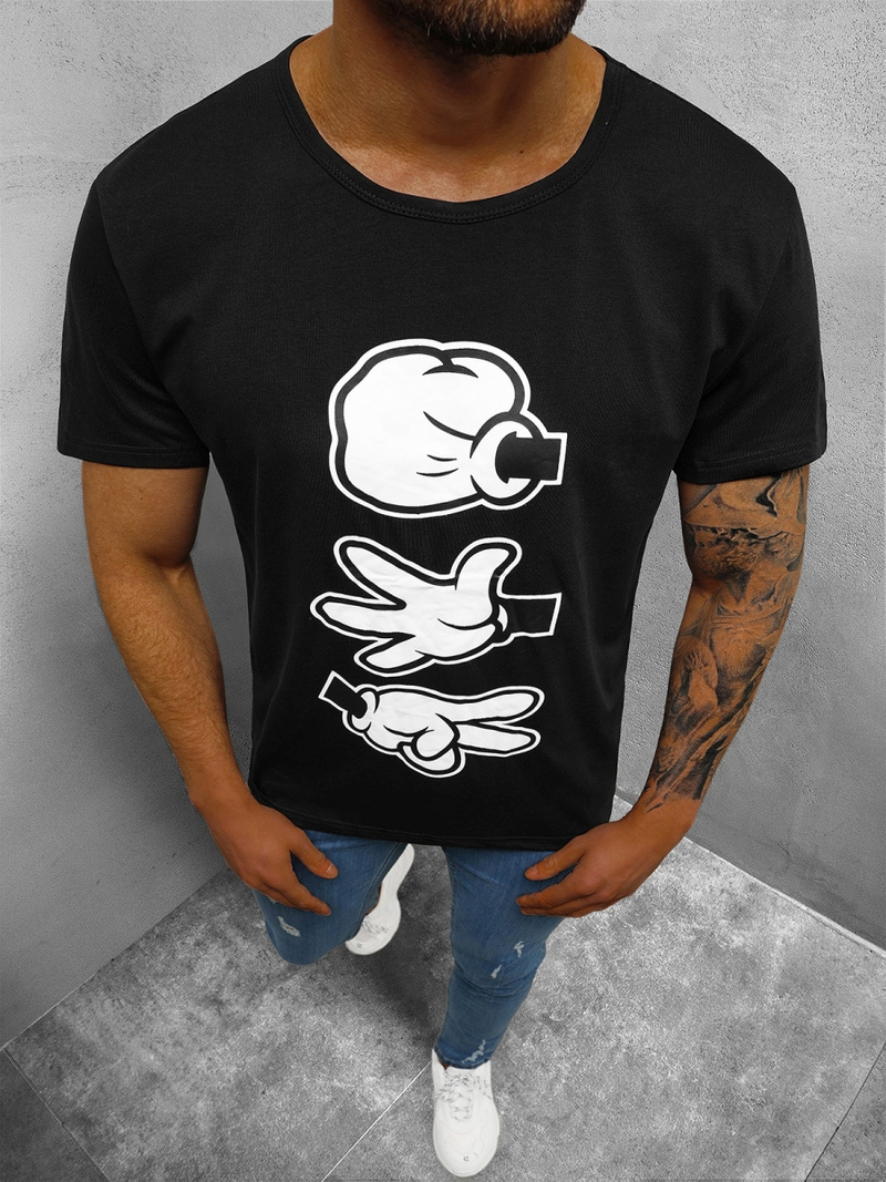 T-shirt męski czarny OZONEE JS/KS1997