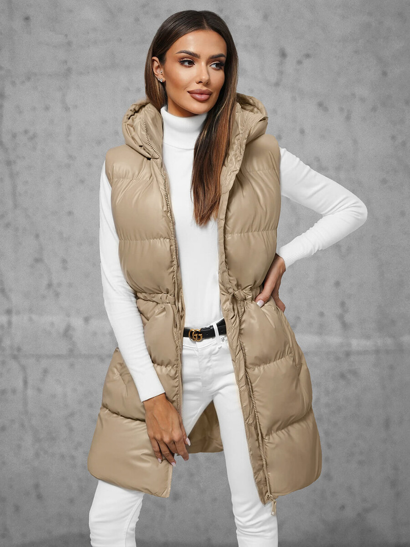 Стьобаний жіночий жилет Бежева OZONEE JS/5M3186/62